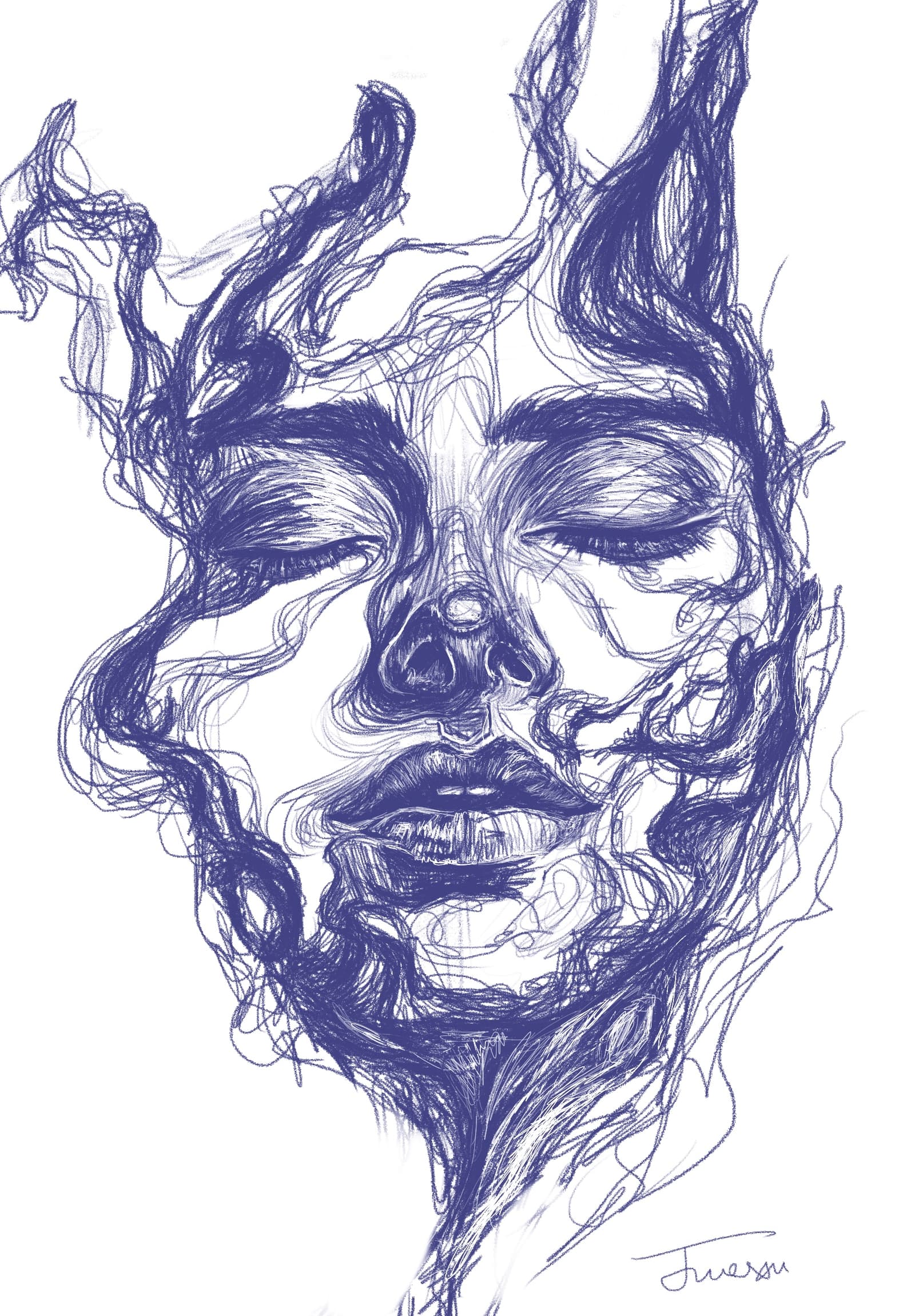 Recreated work from the Internet, trying a different form of drawing faces